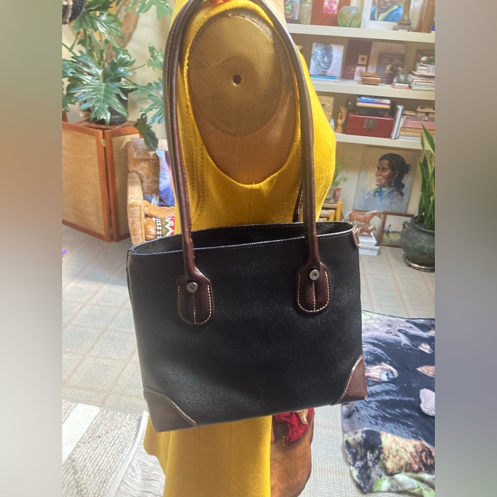 Brics Black with Brown Trim Leather Bag
